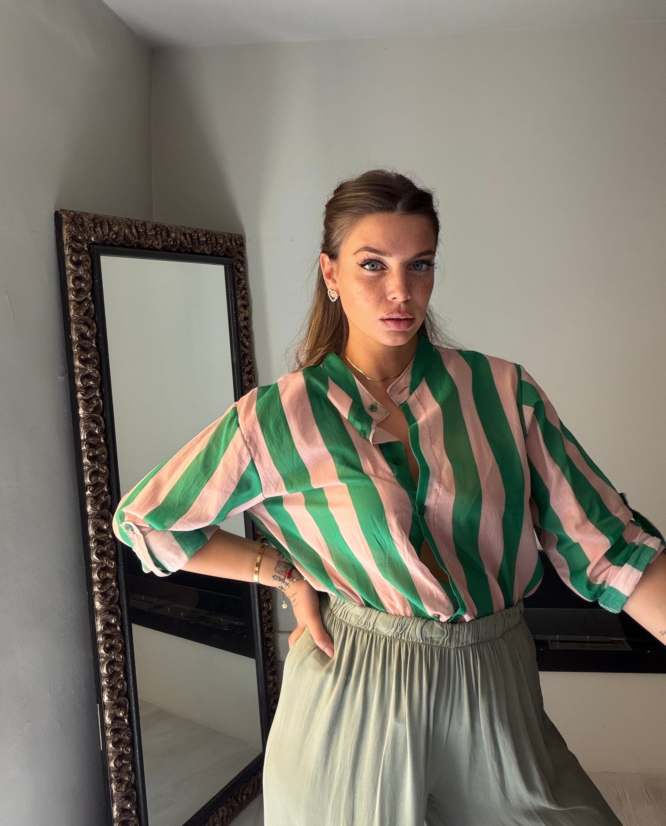 Camicia Ibiza cipria+verde