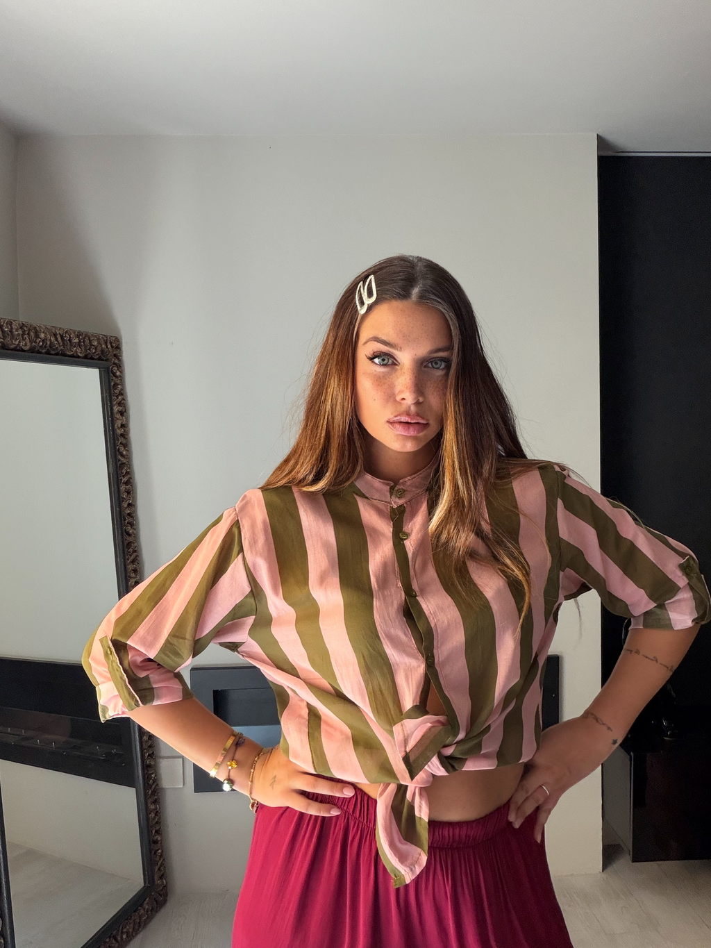 Camicia Ibiza rosa/verde