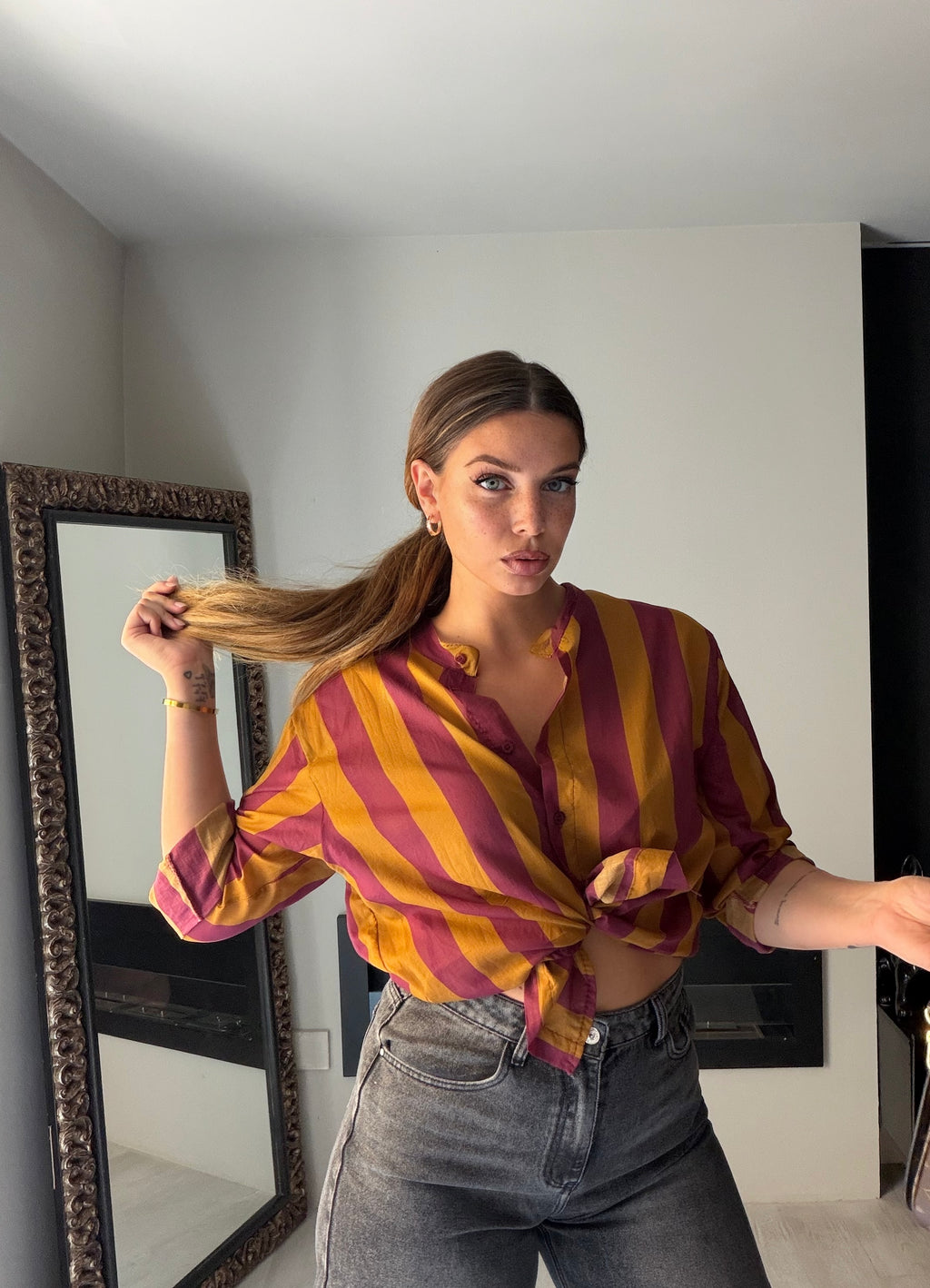 Camicia Ibiza arancio/vino