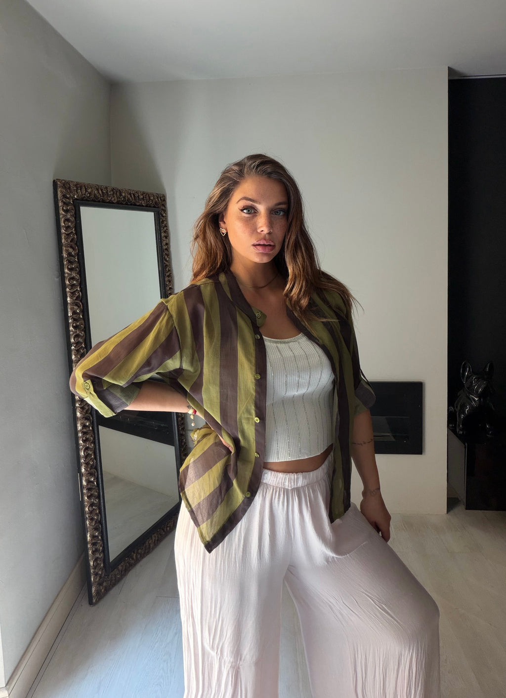 Camicia Ibiza verde/marrone