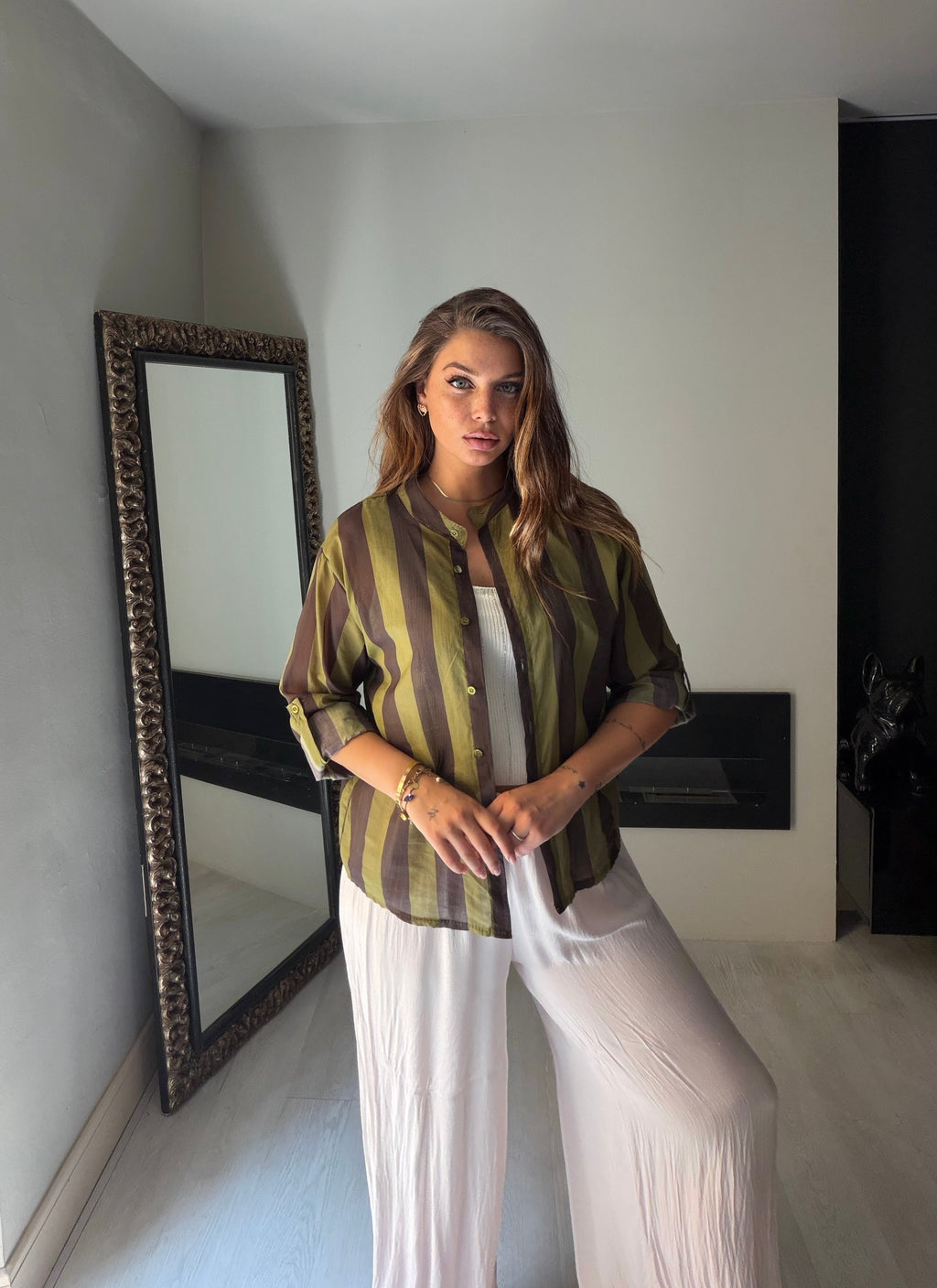 Camicia Ibiza verde/marrone