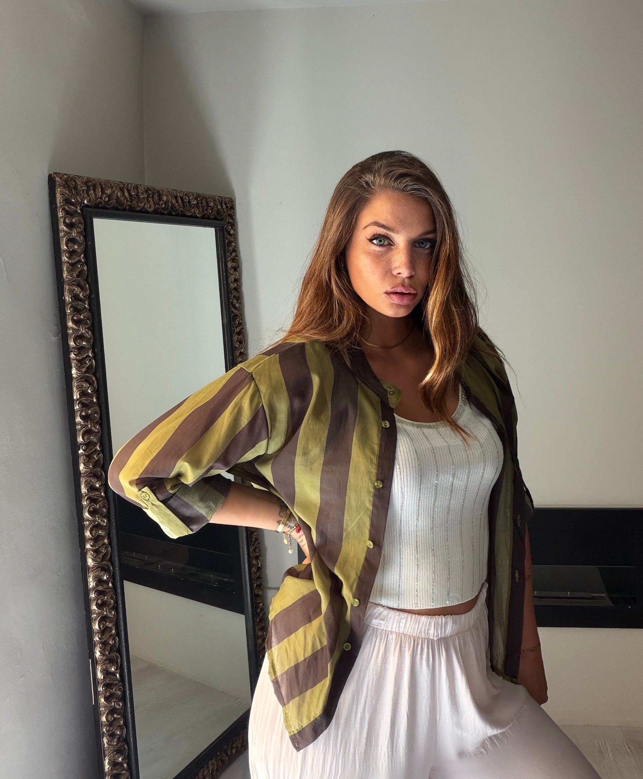 Camicia Ibiza verde/marrone