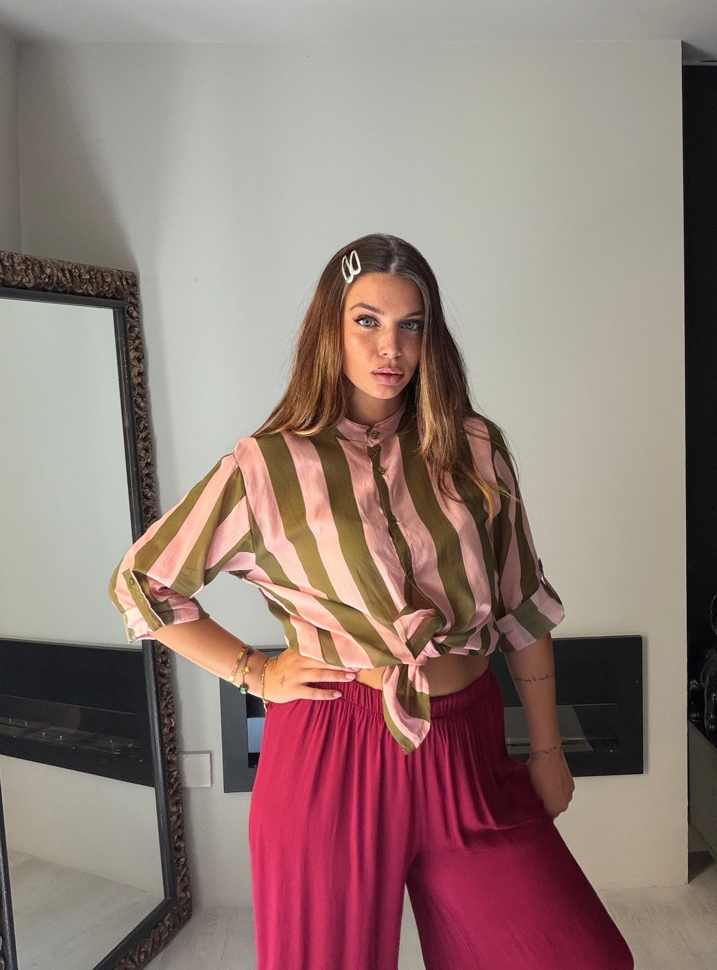 Camicia Ibiza rosa/verde