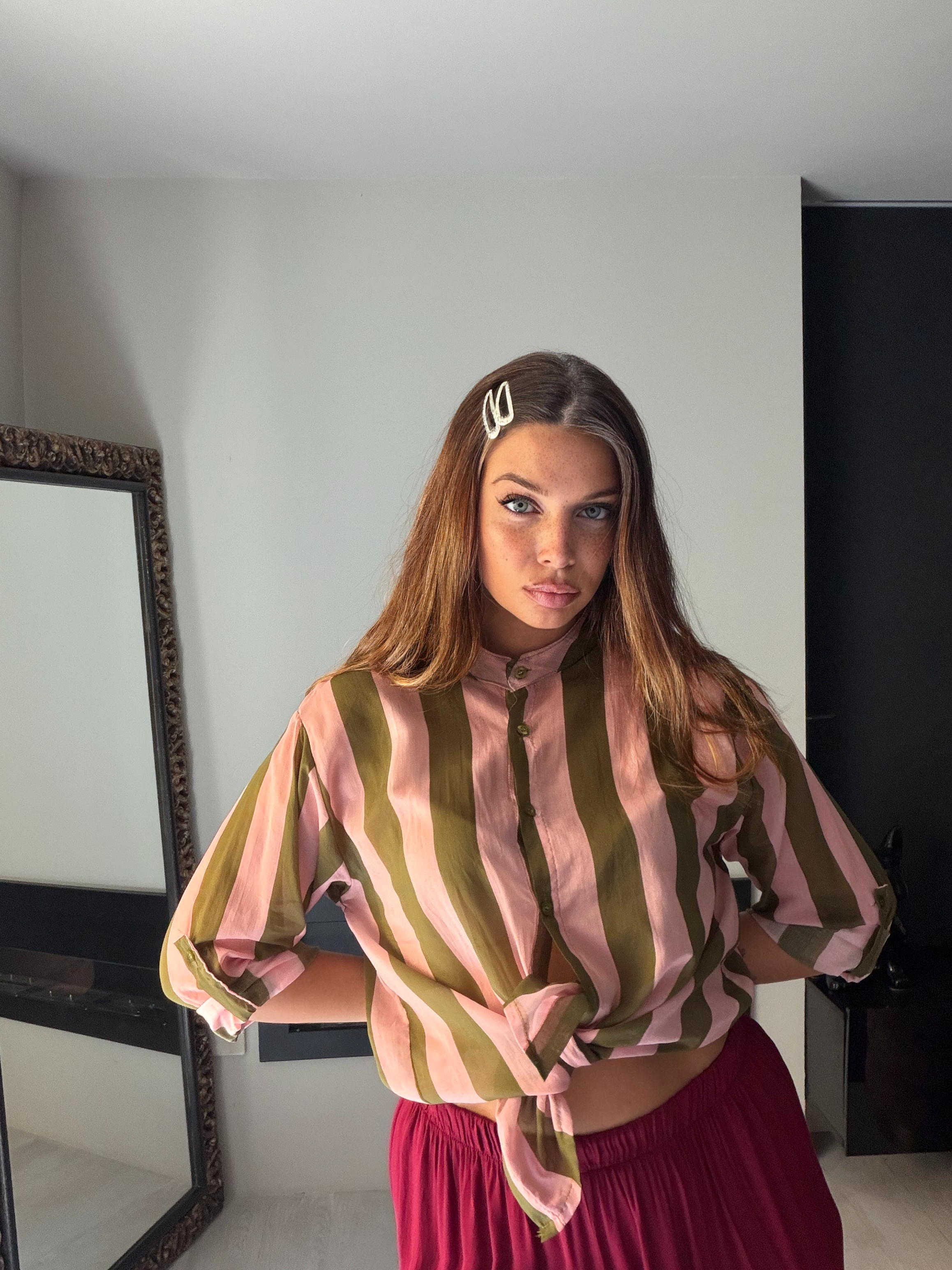 Camicia Ibiza rosa/verde