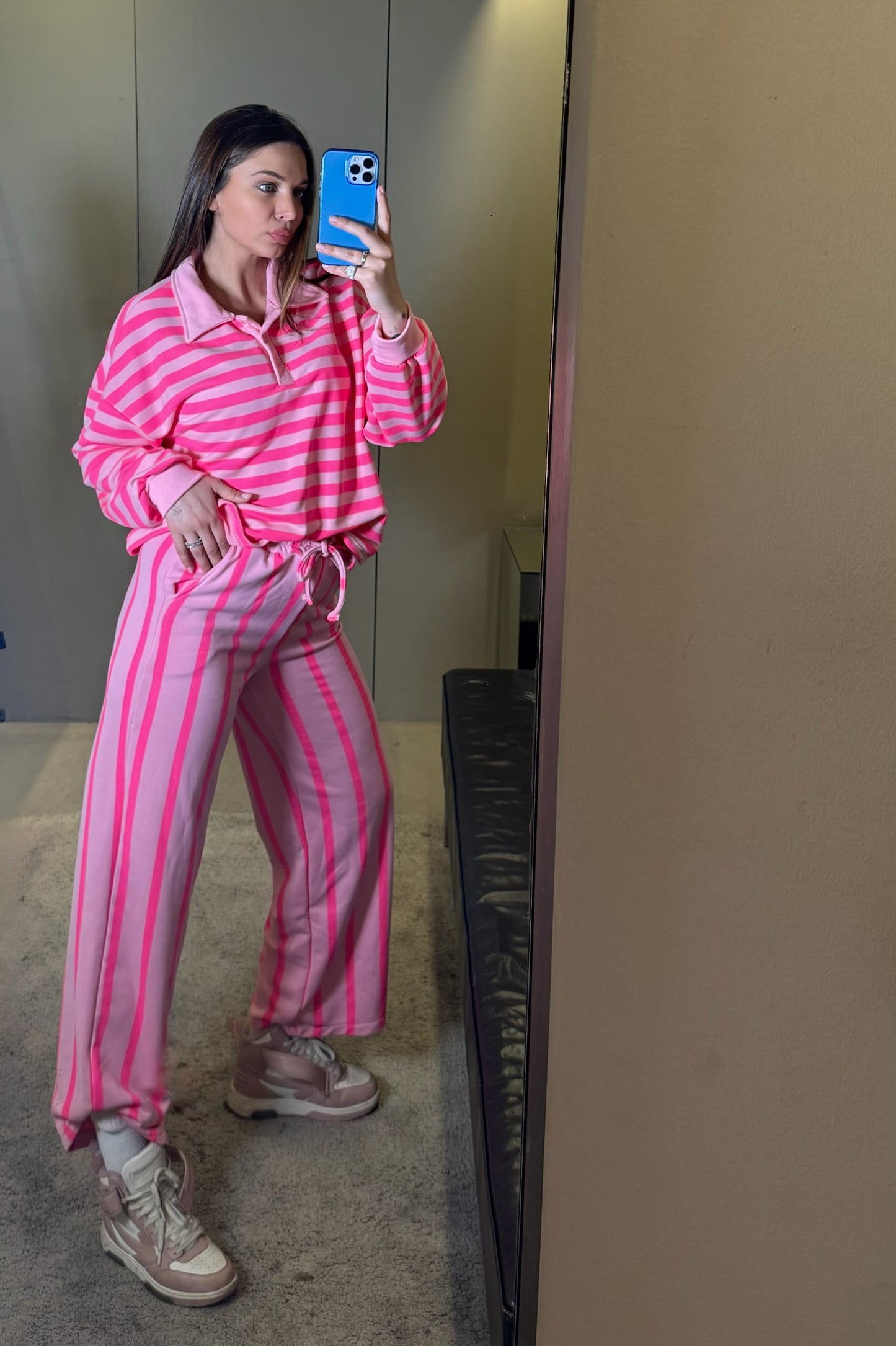 Completo Stripe rosafuxia