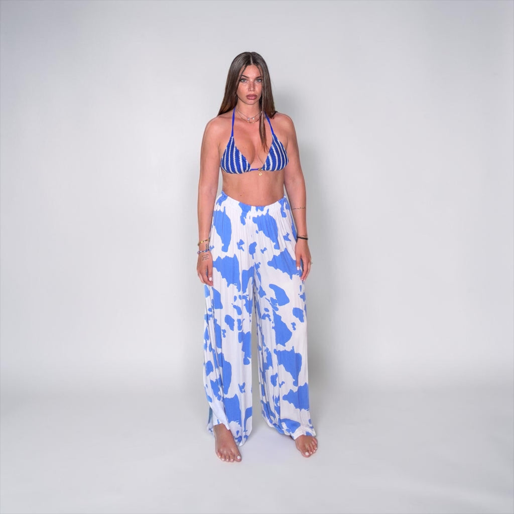 Pantalone Mondo bianco+celeste
