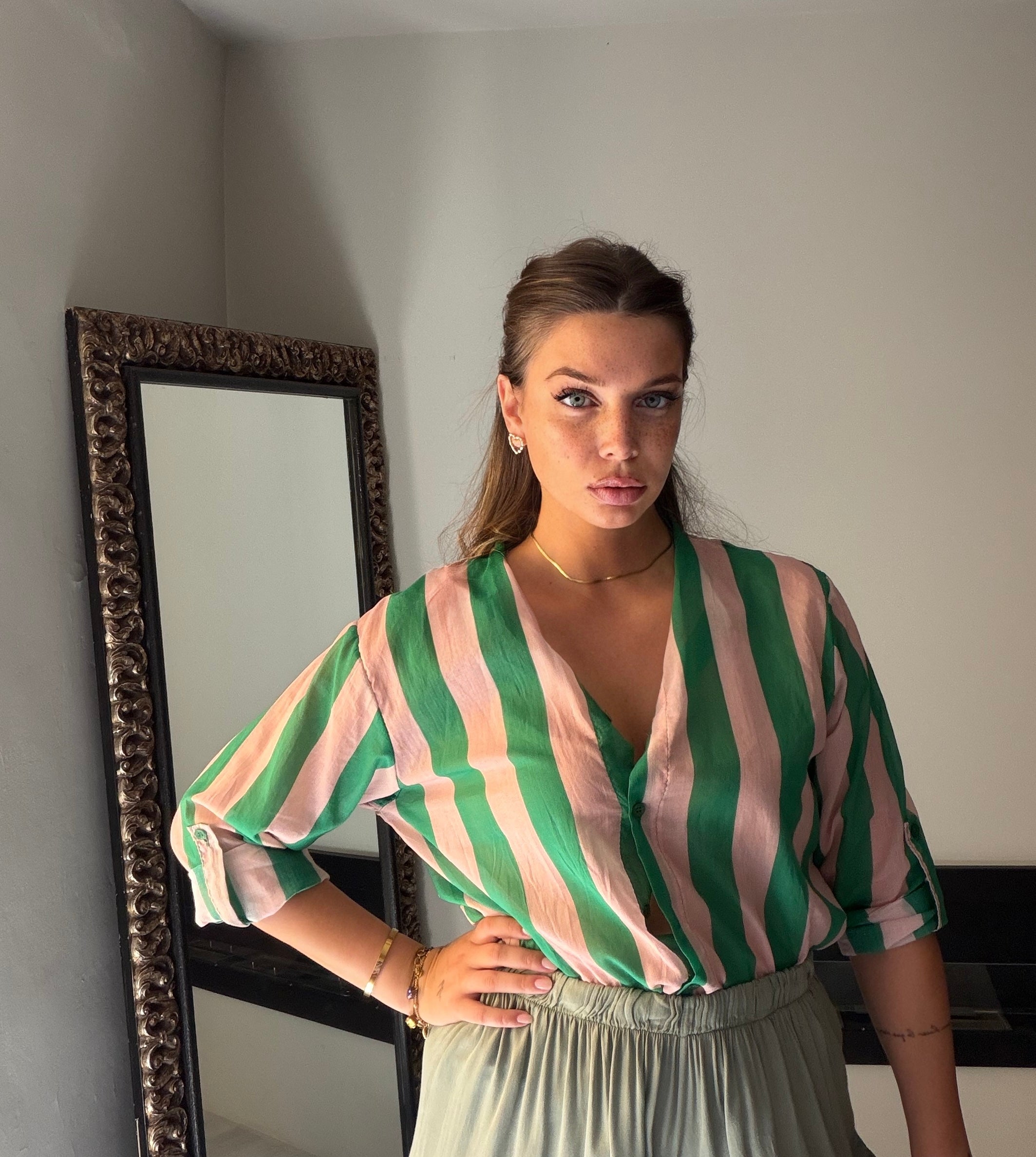 Camicia Ibiza cipria+verde